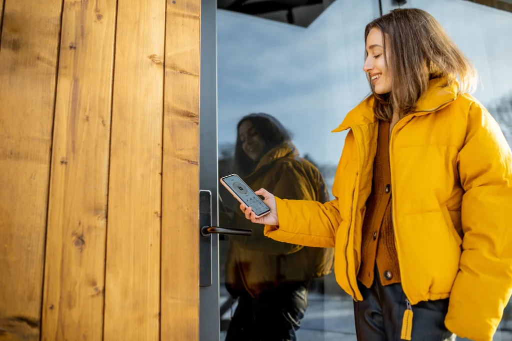 Woman locking smartlock